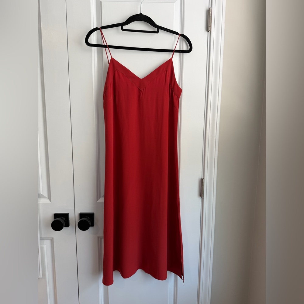 Cuyana Women’s Silk Slip Dress Blood Orange Red Orange Size XS